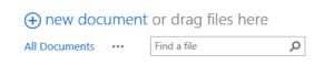 Hero button in on premise containing "New Document or drag files her"