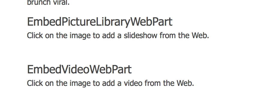 New webparts embedded on page