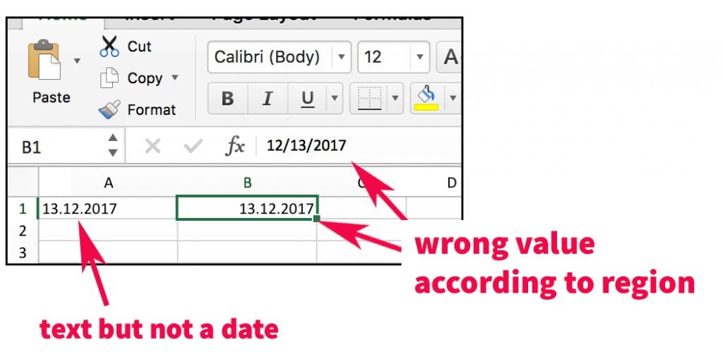 Excel showing wrong date format according to region settings