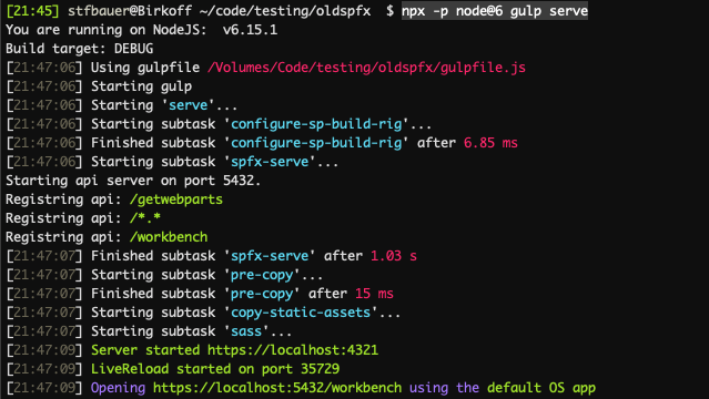 Project runs now on NodeJS version 6 - the same used for project creation