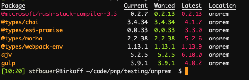 npm outdates shows that it can be upgraded to the latest patch version