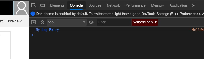 Chrome filtered only for debug information