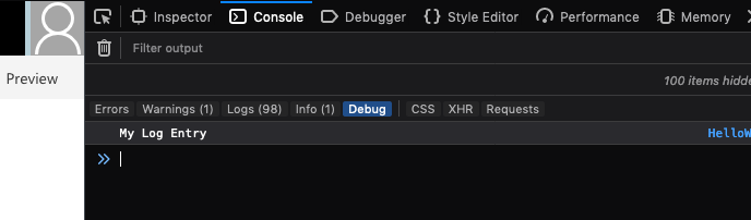 Firefox only filtered for debug