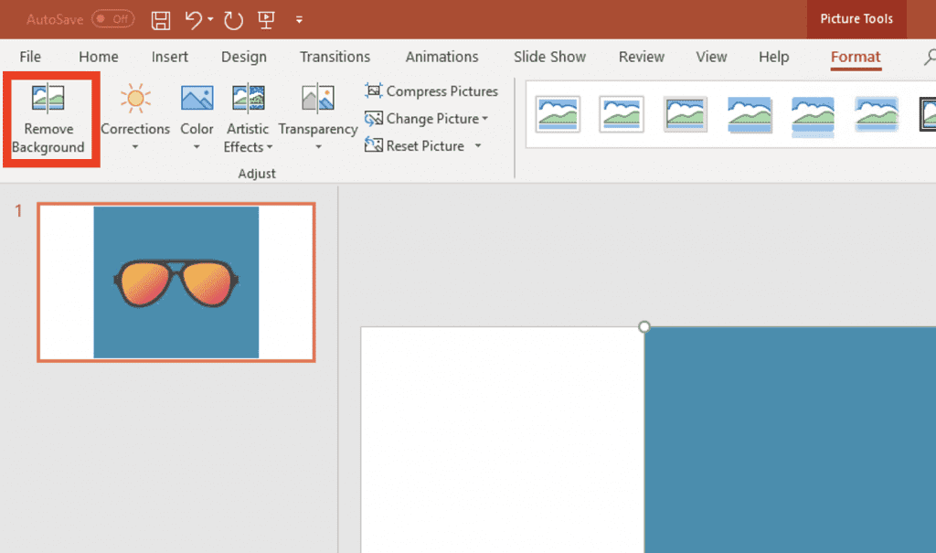 remove background option in PowerPoint