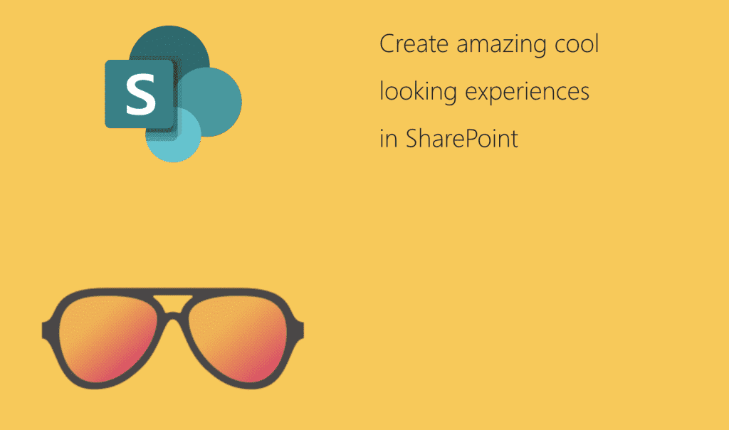 Screenshot taken from a SharePoint Page using the SVG SharePoint logo and transparent png as sun glasses.