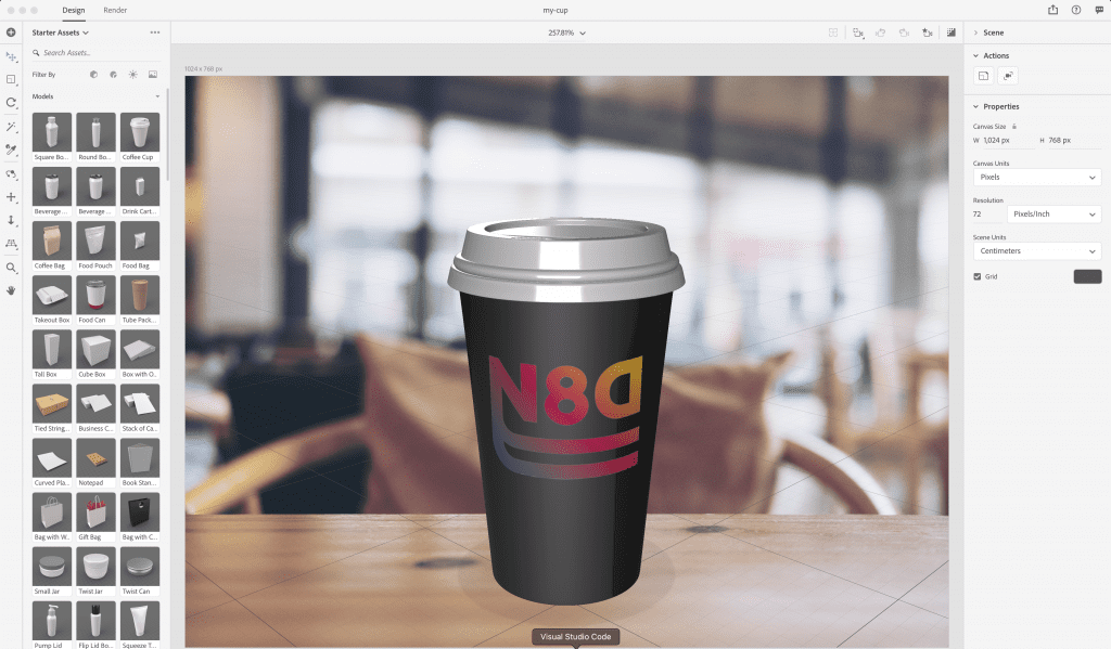 Paper cup - in Adobe Dimension
