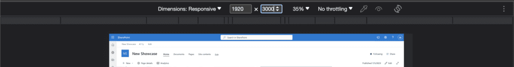 Screenshot of changed configuration to a height of 3000px